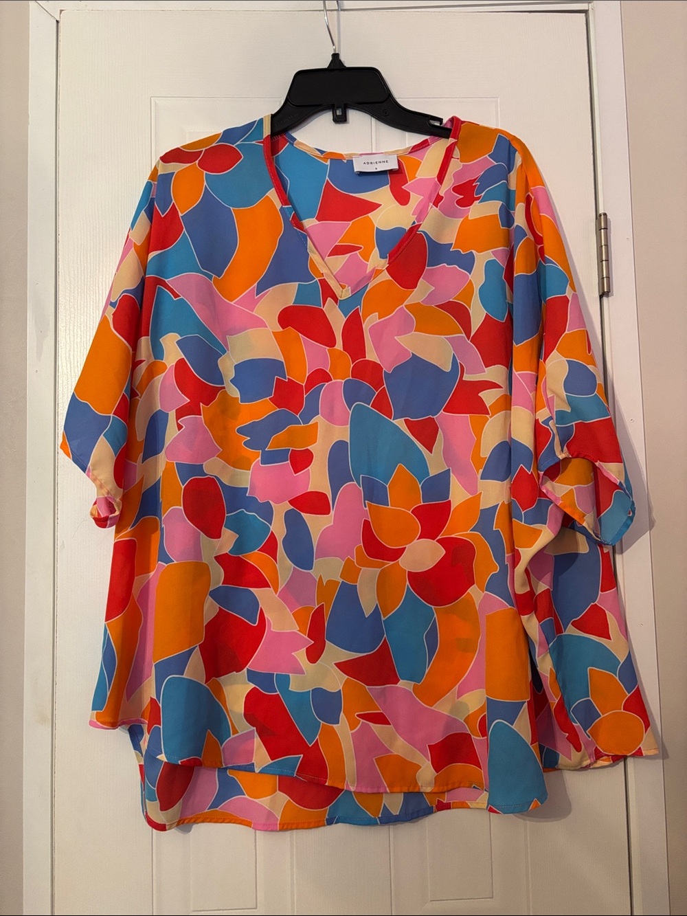 Adrienne Multicolor Floral V-Neck Tunic in Blue, Pink, Orange, Red